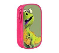 BNVSADC Cartoon Dinosaur Printed Pencil Case for Girls Boys, Large Capacity Pencil Pouch Cute Pencil Box Adult Makeup Bag with 2 Compartments, Pink