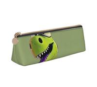 BNVSADC Cartoon Dinosaur Printed Triangle Pencil Case Leather Pencil Pouch Cute Stationery Pencil Pen Bag for School Office Travel