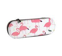 BNVSADC Cartoon Flamingo Pattern Printed Leather Pencil Pen Case & Makeup Bag - Stylish Hard Shell Pencil Bag Stationery Organizer Pouch for School Office Travel