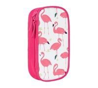 BNVSADC Cartoon Flamingo Pattern Printed Pencil Case for Girls Boys, Large Capacity Pencil Pouch Cute Pencil Box Adult Makeup Bag with 2 Compartments, Pink