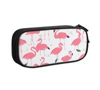 BNVSADC Cartoon Flamingo Pattern Printed Pencil Case Large Pen Bag Cute Pencil Box Pouch Office School Stationery Organizer for Girls Boys, Black