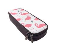 BNVSADC Cartoon Flamingo Pattern Printed PU Leather Flip Pencil Case, Cute Pencil Box Pen Bag Stationery Organizer Makeup Bag for School Office Travel