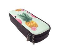 BNVSADC Cartoon Flamingo Pineapples Printed PU Leather Flip Pencil Case, Cute Pencil Box Pen Bag Stationery Organizer Makeup Bag for School Office Travel