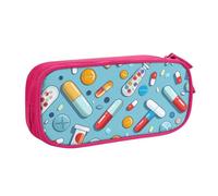 BNVSADC Cartoon Medicine Pattern Printed Pencil Case Large Pen Bag Cute Pencil Box Pouch Office School Stationery Organizer for Girls Boys, Pink