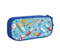 BNVSADC Cartoon Medicine Pattern Printed Pencil Case Large Pen Bag Cute Pencil Box Pouch Office School Stationery Organizer for Girls Boys, Blue