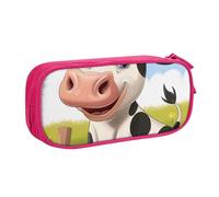 BNVSADC Cartoon Milk Cow Printed Pencil Case Large Pen Bag Cute Pencil Box Pouch Office School Stationery Organizer for Girls Boys, Pink
