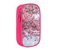 BNVSADC Cherry Blossoms Tree Printed Pencil Case for Girls Boys, Large Capacity Pencil Pouch Cute Pencil Box Adult Makeup Bag with 2 Compartments, Pink
