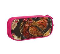 BNVSADC Chicken Print Printed Pencil Case Large Pen Bag Cute Pencil Box Pouch Office School Stationery Organizer for Girls Boys, Pink