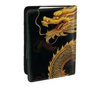 BNVSADC Chinese Golden Yellow Dragon Printed Passport Holder Travel PU Leather Passport Cover Case Organiser for Men Women, 6.5 inch
