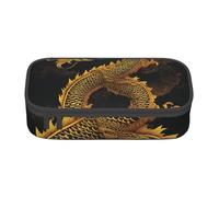 BNVSADC Chinese Golden Yellow Dragon Printed Pencil Case Cute Pencil Box Bag Pen Pouch Office School Stationery Organizer for School Travel Work