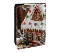BNVSADC Christmas Gingerbread Like Village House Printed Passport Holder Travel PU Leather Passport Cover Case Organiser for Men Women, 6.5 inch