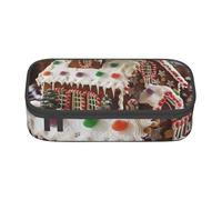 BNVSADC Christmas Gingerbread Like Village House Printed Pencil Case Cute Pencil Box Bag Pen Pouch Office School Stationery Organizer for School Travel Work