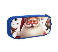 BNVSADC Christmas Santa Claus Printed Pencil Case Large Pen Bag Cute Pencil Box Pouch Office School Stationery Organizer for Girls Boys, Blue