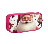 BNVSADC Christmas Santa Claus Printed Pencil Case Large Pen Bag Cute Pencil Box Pouch Office School Stationery Organizer for Girls Boys, Pink