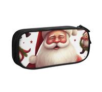 BNVSADC Christmas Santa Claus Printed Pencil Case Large Pen Bag Cute Pencil Box Pouch Office School Stationery Organizer for Girls Boys, Black