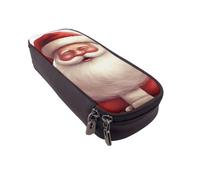 BNVSADC Christmas Santa Claus Printed PU Leather Flip Pencil Case, Cute Pencil Box Pen Bag Stationery Organizer Makeup Bag for School Office Travel