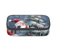 BNVSADC Christmas Santa Snowman Printed Pencil Case Cute Pencil Box Bag Pen Pouch Office School Stationery Organizer for School Travel Work
