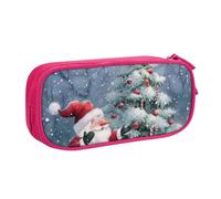BNVSADC Christmas Santa Snowman Printed Pencil Case Large Pen Bag Cute Pencil Box Pouch Office School Stationery Organizer for Girls Boys, Pink