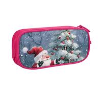 BNVSADC Christmas Santa Snowman Printed Pencil Case Large Pen Bag Cute Pencil Box Pouch Office School Stationery Organizer for Girls Boys, Pink