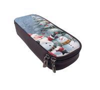 BNVSADC Christmas Santa Snowman Printed PU Leather Flip Pencil Case, Cute Pencil Box Pen Bag Stationery Organizer Makeup Bag for School Office Travel