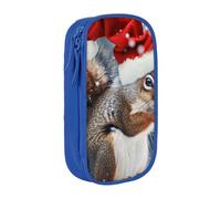BNVSADC Christmas Squirrel Printed Pencil Case for Girls Boys, Large Capacity Pencil Pouch Cute Pencil Box Adult Makeup Bag with 2 Compartments, Blue
