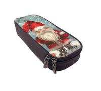BNVSADC Christmas Traditional Gnome 1 Printed PU Leather Flip Pencil Case, Cute Pencil Box Pen Bag Stationery Organizer Makeup Bag for School Office Travel