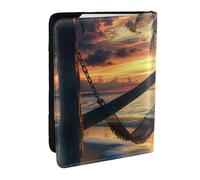 BNVSADC Coconut Beach Sunset Hammock Printed Passport Holder Travel PU Leather Passport Cover Case Organiser for Men Women, 6.5 inch