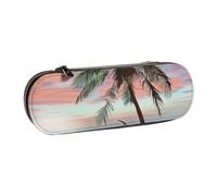 BNVSADC Coconut Palm Tree Sandy Beach Printed Leather Pencil Pen Case & Makeup Bag - Stylish Hard Shell Pencil Bag Stationery Organizer Pouch for School Office Travel