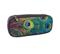 BNVSADC Colored Peacock Printed Leather Pencil Pen Case & Makeup Bag - Stylish Pencil Bag Stationery Organizer Pouch for School Office Travel
