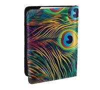 BNVSADC Colored Peacock Printed Passport Holder Travel PU Leather Passport Cover Case Organiser for Men Women, 6.5 inch
