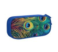 BNVSADC Colored Peacock Printed Pencil Case Large Pen Bag Cute Pencil Box Pouch Office School Stationery Organizer for Girls Boys, Blue