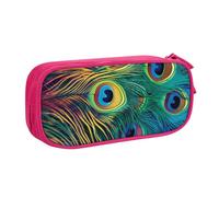 BNVSADC Colored Peacock Printed Pencil Case Large Pen Bag Cute Pencil Box Pouch Office School Stationery Organizer for Girls Boys, Pink
