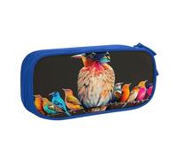 BNVSADC Colorful Bird 1 Printed Pencil Case Large Pen Bag Cute Pencil Box Pouch Office School Stationery Organizer for Girls Boys, Blue