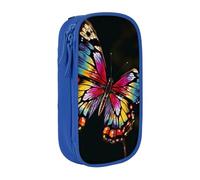 BNVSADC Colorful Butterfly Printed Pencil Case for Girls Boys, Large Capacity Pencil Pouch Cute Pencil Box Adult Makeup Bag with 2 Compartments, Blue
