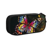 BNVSADC Colorful Butterfly Printed Pencil Case Large Pen Bag Cute Pencil Box Pouch Office School Stationery Organizer for Girls Boys, Black
