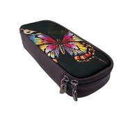 BNVSADC Colorful Butterfly Printed PU Leather Flip Pencil Case, Cute Pencil Box Pen Bag Stationery Organizer Makeup Bag for School Office Travel