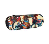 BNVSADC Colorful Cartoon Horse Printed Leather Pencil Pen Case & Makeup Bag - Stylish Hard Shell Pencil Bag Stationery Organizer Pouch for School Office Travel