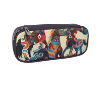 BNVSADC Colorful Cartoon Horse Printed Leather Pencil Pen Case & Makeup Bag - Stylish Pencil Bag Stationery Organizer Pouch for School Office Travel