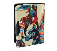 BNVSADC Colorful Cartoon Horse Printed Passport Holder Travel PU Leather Passport Cover Case Organiser for Men Women, 6.5 inch