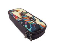 BNVSADC Colorful Cartoon Horse Printed PU Leather Flip Pencil Case, Cute Pencil Box Pen Bag Stationery Organizer Makeup Bag for School Office Travel