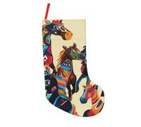 BNVSADC colorful cartoon Horse Printed Xmas Tree Decor Christmas Stockings 18 inch Festive Supplies Holiday Party Decoration