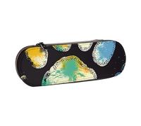BNVSADC Colorful Dog Paw Print Black Printed Leather Pencil Pen Case & Makeup Bag - Stylish Hard Shell Pencil Bag Stationery Organizer Pouch for School Office Travel