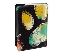 BNVSADC Colorful Dog Paw Print Black Printed Passport Holder Travel PU Leather Passport Cover Case Organiser for Men Women, 6.5 inch