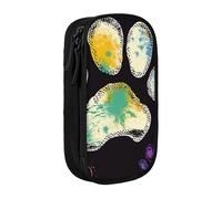 BNVSADC Colorful Dog Paw Print Black Printed Pencil Case for Girls Boys, Large Capacity Pencil Pouch Cute Pencil Box Adult Makeup Bag with 2 Compartments, Black