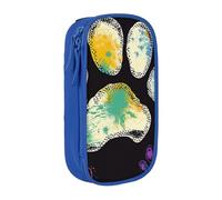 BNVSADC Colorful Dog Paw Print Black Printed Pencil Case for Girls Boys, Large Capacity Pencil Pouch Cute Pencil Box Adult Makeup Bag with 2 Compartments, Blue