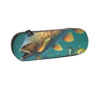BNVSADC Colorful Fish Under The sea Printed Leather Pencil Pen Case & Makeup Bag - Stylish Hard Shell Pencil Bag Stationery Organizer Pouch for School Office Travel