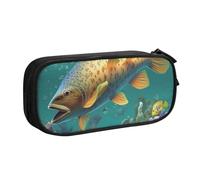 BNVSADC Colorful Fish Under The sea Printed Pencil Case Large Pen Bag Cute Pencil Box Pouch Office School Stationery Organizer for Girls Boys, Black