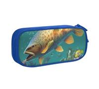 BNVSADC Colorful Fish Under The sea Printed Pencil Case Large Pen Bag Cute Pencil Box Pouch Office School Stationery Organizer for Girls Boys, Blue
