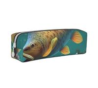 BNVSADC Colorful Fish Under The sea Printed Pencil Case Leather Pencil Pouch Cute Stationery Pencil Pen Bag with Zipper for School Office Travel