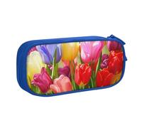 BNVSADC Colorful Flower Printed Pencil Case Large Pen Bag Cute Pencil Box Pouch Office School Stationery Organizer for Girls Boys, Blue